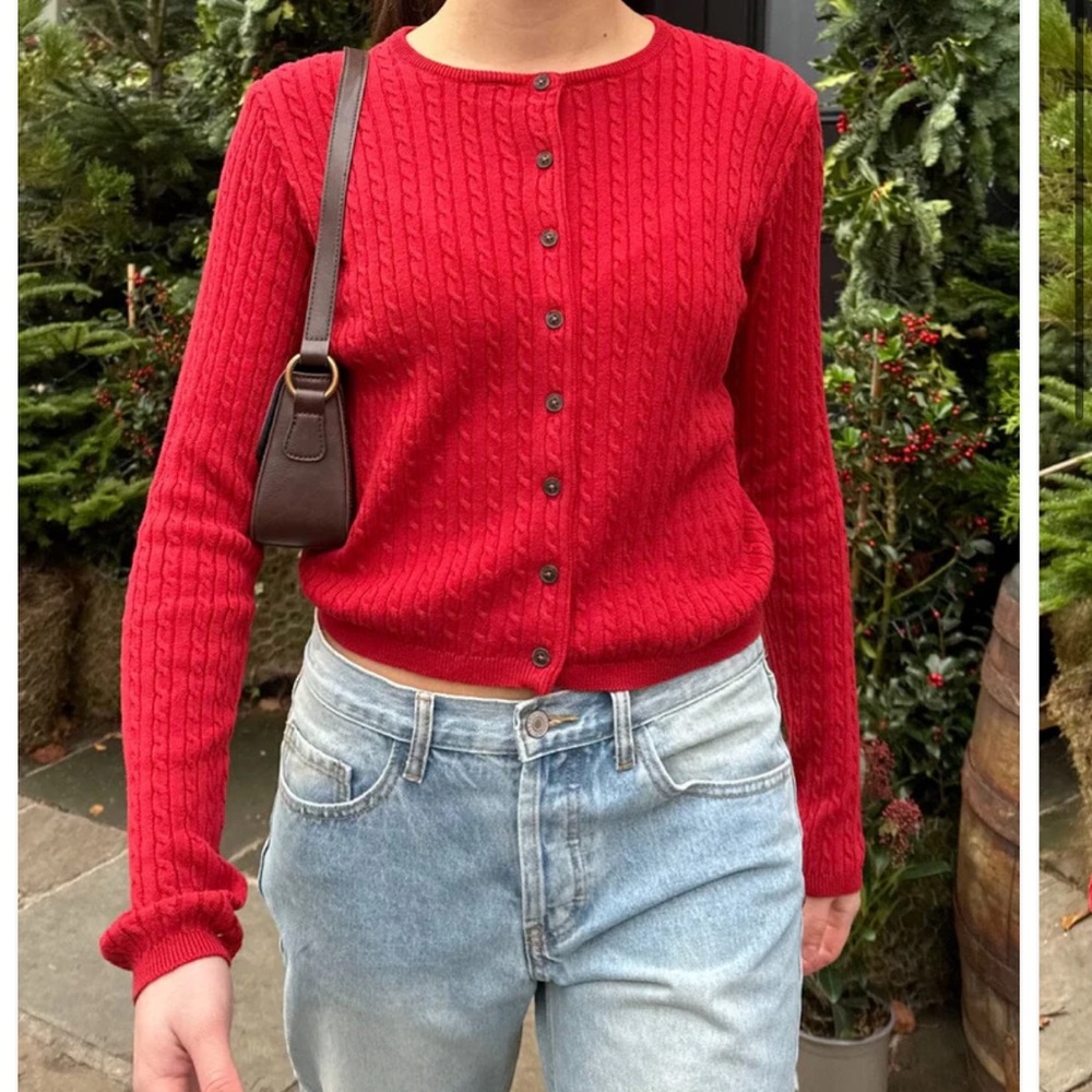 Brandy Melville Red Cardigan 100% cotton